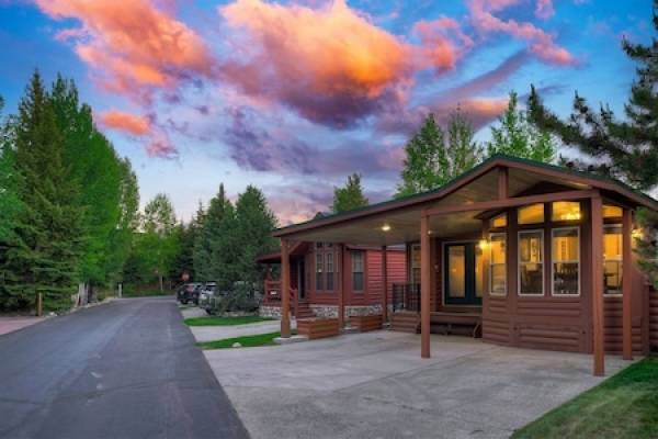 tiger run cabin at sunset